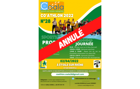 Annulation activités 2 et 3 avril